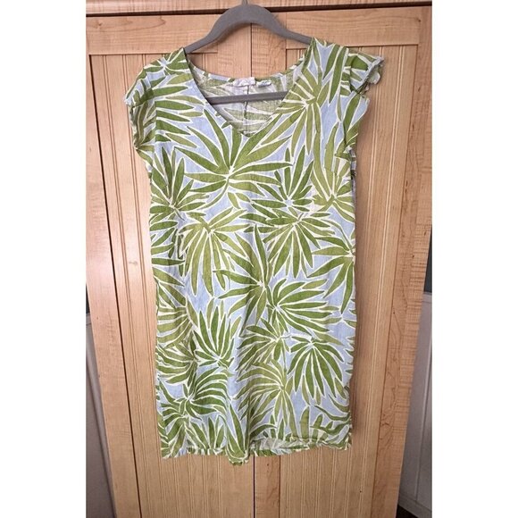 Sigrid Olsen 100% Linen Women Small Lime Green/Blue short sleeve Dress - Picture 6 of 8